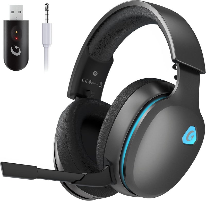 Gtheos سماعة ألعاب لاسلكية 2.4GHz لجهاز PS5 و PS4 وفورتنايت و Call of Duty / لاعبي FPS و PC و Nintendo Switch، صوت محيطي 7.1، سماعات ألعاب بلوتوث 5.3 مع ميكروفون ENC، بطارية تزيد عن 40 ساعة - رمادي فضائي - Image 1